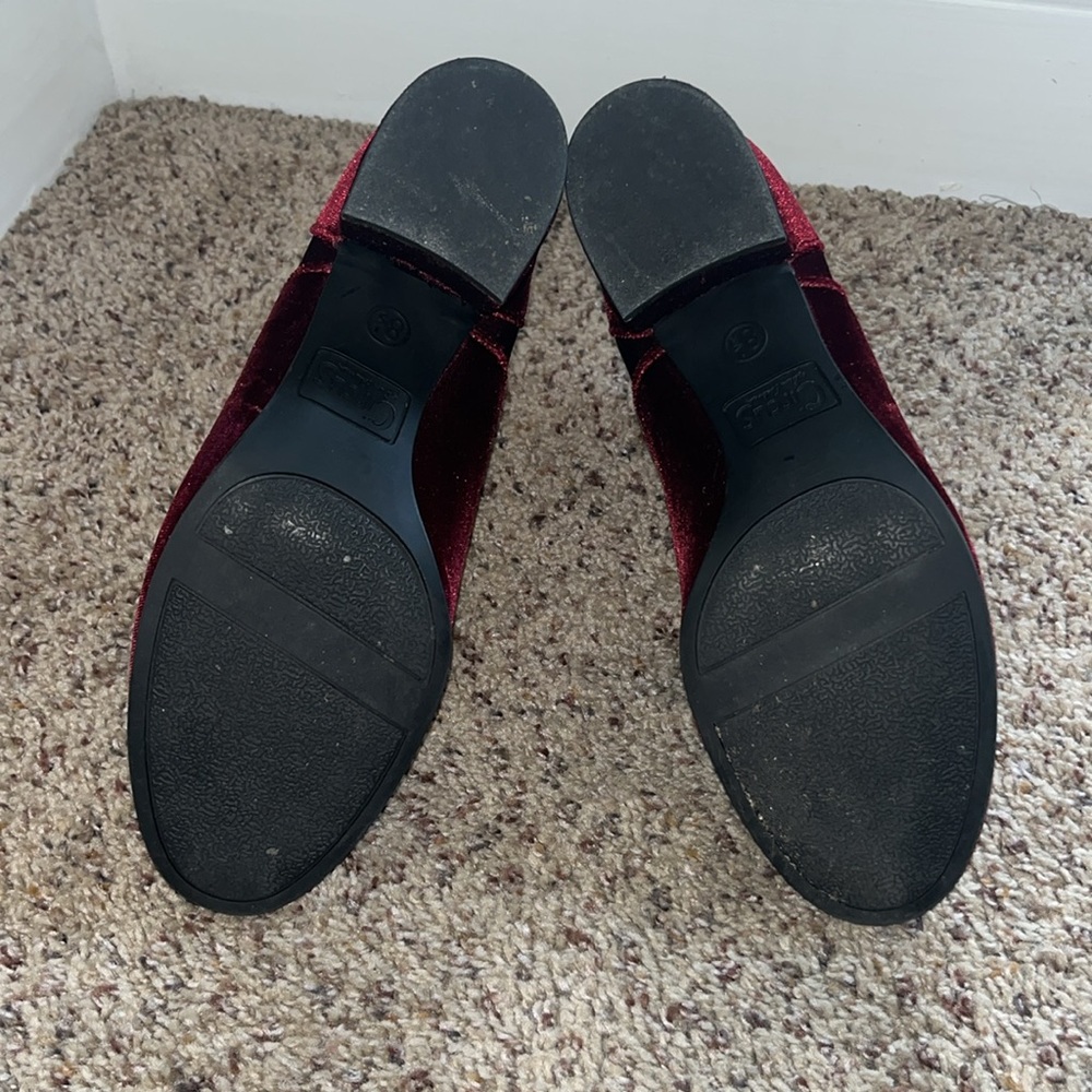 Circus Sam Edelman Vanessa Zipper Velvet Ankle Boots Booties Burgundy - Picture 8 of 9